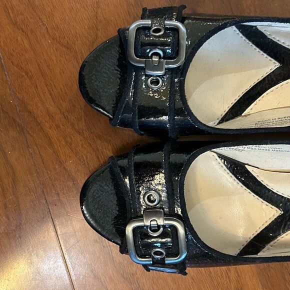 Naturalizer N5 Comfort women's wedge peep toe Hidi black patent shoes size 8.5 M - Picture 8 of 9